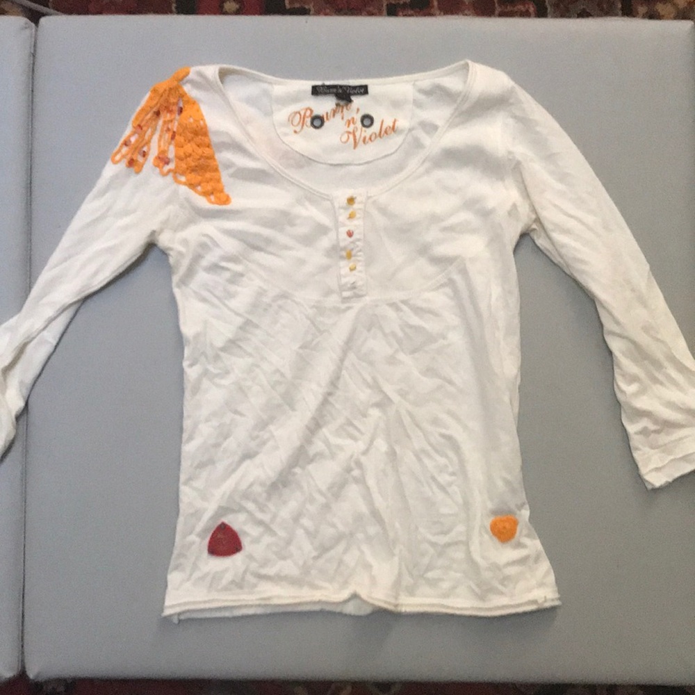 Burn ‘n’ Violet quarter sleeve shirt hand stitch